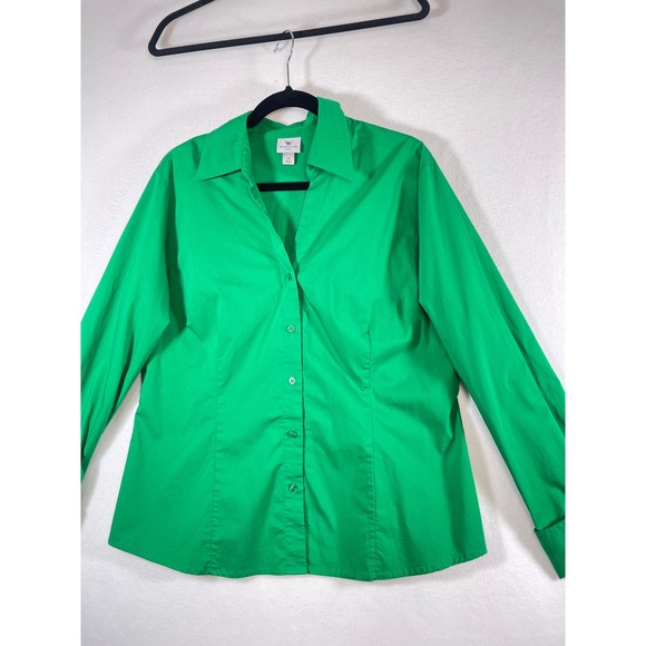 Worthington Green Button Down Top Stretch Long Sleeve Blouse Women's Size 18 - Picture 11 of 11
